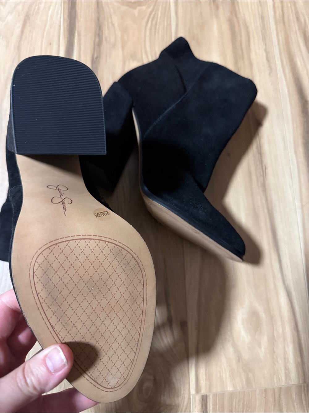 Jessica Simpson Black Suede Block Heel Ankle Booties - Picture 3 of 9
